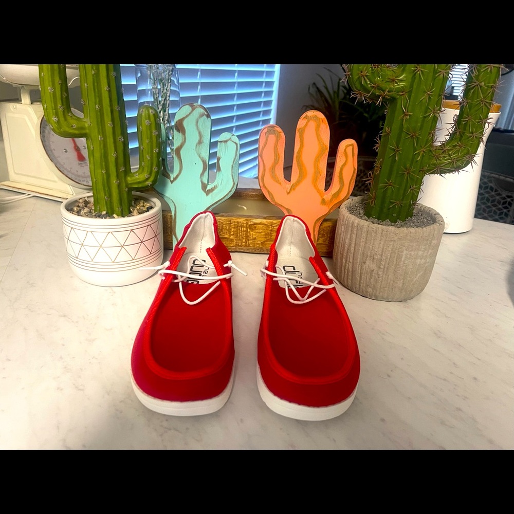 Red slip on shoes